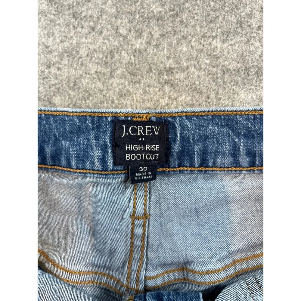 J.Crew‎ Women High-Rise Bootcut Blue Denim Jeans 30 Patch Pocket Stretch Retro